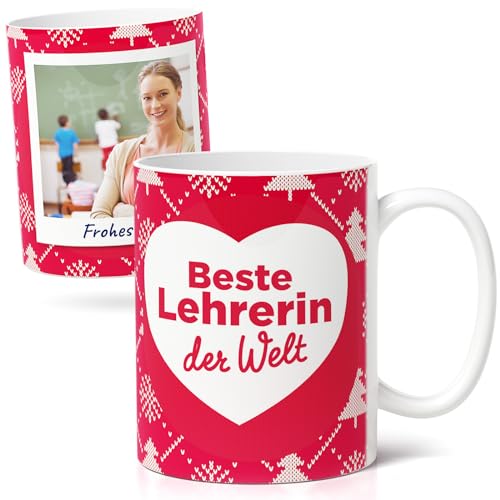 Weihnachten Lehrerin - Personalisierte Kaffee-Tasse (300ml) - Geschenke für die beste Lehrerin - Fototasse Keramik - Dankeschön zum Weihnachten von Facepot