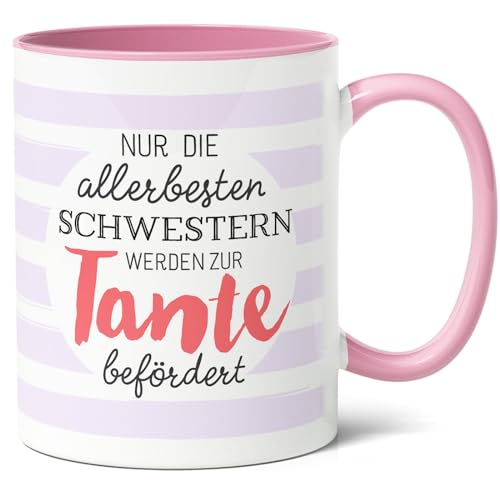 Werdender Tante Geschenk - Kaffee-Tasse, Keramik (330ml) - Tolle Geschenkidee zur Geburt, Taufe oder Weihnachten für Schwester, zukünftige Tante und Patentante (Rosa) von Facepot