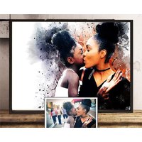 Aquarell Benutzerdefinierte Familienporträt Kunst Vom Fotodruck Porträt Familie Kinderzimmer Dekor Wandkunst Geschenk Jahrestag Individuell von FacesandFrames
