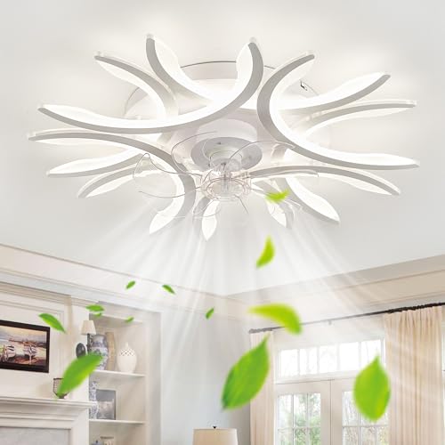 75cm Lampe Mit Ventilator Schlafzimmer Deckenventilator Mit Beleuchtung Und Fernbedienung Leise Reversible LED Dimmbar 6 Gang Timing Stummschaltung Deckenventilator Mit Licht Speicher Funktion-White von Fachae