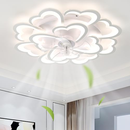 Fachae 34.6in Blume Lampe Mit Ventilator Reversibel Dimmbar Smart Deckenventilator Mit Beleuchtung Und Fernbedienung Leise Timer Deckenventilator Mit Licht Für Wohnzimmer von Fachae