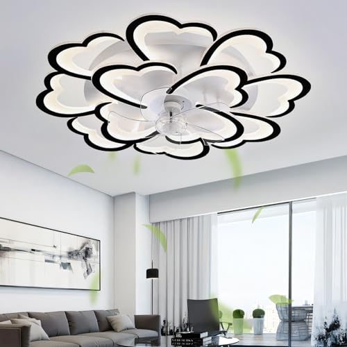 Fachae 34.6in Blume Lampe Mit Ventilator Reversibel Dimmbar Smart Deckenventilator Mit Beleuchtung Und Fernbedienung Leise Timer Deckenventilator Mit Licht Für Wohnzimmer von Fachae