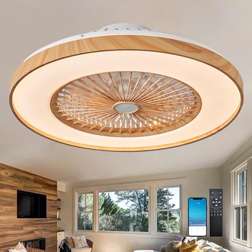 Fachae Leise Deckenventilator Mit Beleuchtung Und Fernbedienung 50/60cm LED Deckenlampe Mit Ventilator 96 Watt 9600 Lumen Dimmbar Reversibler DC Motor Für Schlafzimmer Küche-60cm von Fachae