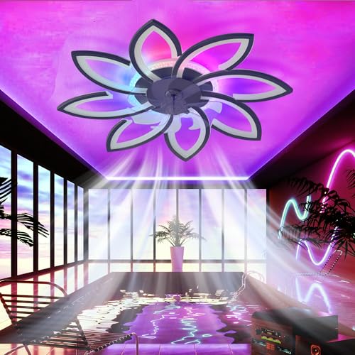 Fachae RGB Deckenventilator Mit Beleuchtung Mit Fernbedienung APP,Kind Schlafzimmer Lampe Mit Ventilator Reversibel 6-Gang Dimmbar Deckenlampe Mit Ventilator Speicherfunktion Leise Timing Fachae RGB Deckenventilator Mit Beleuchtung Mit Fernbedienung APP,Kind Schlafzimmer Lampe Mit Ventilator Reversibel 6-Gang Dimmbar Deckenlampe Mit Ventilator Speicherfunktion Leise Timing von Fachae