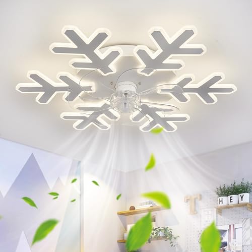 Fachae Schneeflocke Deckenlampe Mit Ventilator Und Fernbedienung APP Dimmbare Led-Stummschaltung Deckenventilator Mit Lampe 6-Stufiger Dc-Speicher Für Schlafzimmer Deckenventilator Mit Licht von Fachae