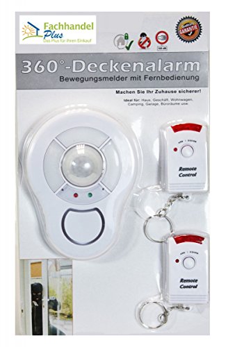 Fachhandel Plus 360° Decken Alarmanlage mit PIR-Bewegungsmelder und Fernbedienung 100 dB(A) Batterie oder Strombetrieb möglich von Fachhandel Plus