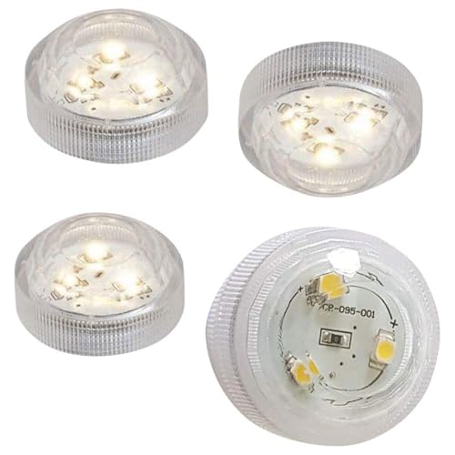 Fachhandel Plus Teelicht 4er Set mit je 3 SMD-LEDs, Batteriebetrieb, wasserdicht, Tauchlicht, LED-Kerze, Partydeko, Weiß, Kunststoff, Energieeffizient Fachhandel Plus Teelicht 4er Set mit je 3 SMD-LEDs, Batteriebetrieb, wasserdicht, Tauchlicht, LED-Kerze, Partydeko, Weiß, Kunststoff, Energieeffizient von Fachhandel Plus