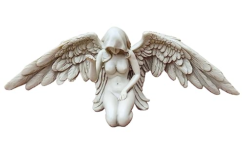 Fachhandel Plus DEKOFIGUR Engel mit Flügel knieend Grabengel Gartenfigur Grabschmuck Putte Skulptur von Fachhandel Plus