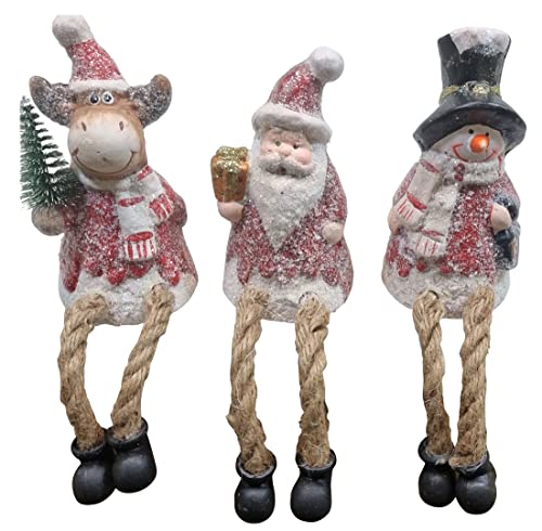 Fachhandel Plus DEKOFIGUREN Kantenhocker Weihnachtsmann Schneemann Elch Weihnachtsdeko Indoor Regalfiguren von Fachhandel Plus