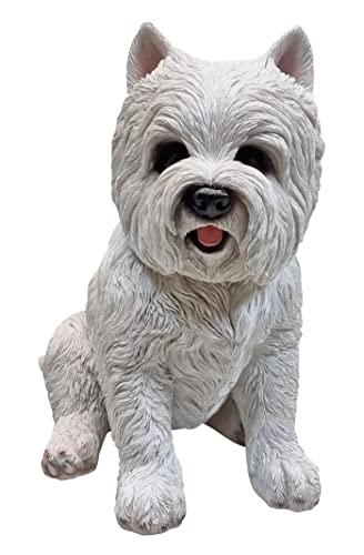 Fachhandel Plus Deko-Figur West Highland Terrier weiß sitzend Hund Westie Gartendeko Tierfigur von Fachhandel Plus