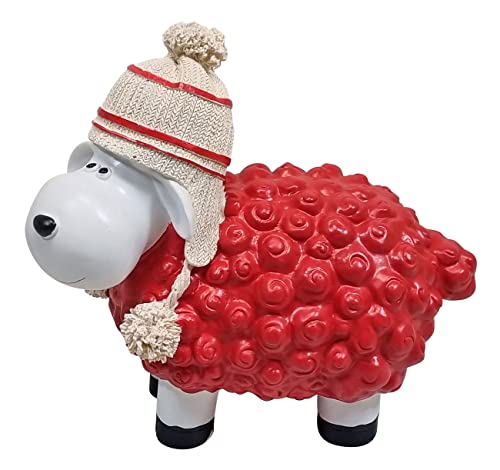 Fachhandel Plus Dekofigur Bunte Schafe Bommelmütze Winterdeko lustige Schafe klein Farbe wählbar, Farbe:rot von Fachhandel Plus