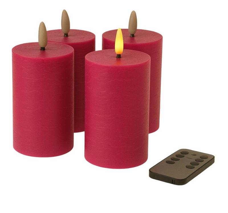 Fachhandel Plus Stumpenkerze LED mit Timer 10x6,5 cm Echtwachskerzen mit 3D Flamme u. Fernbedienung, Echtes Wachs für eine authentische Optik und Haptik von Fachhandel Plus