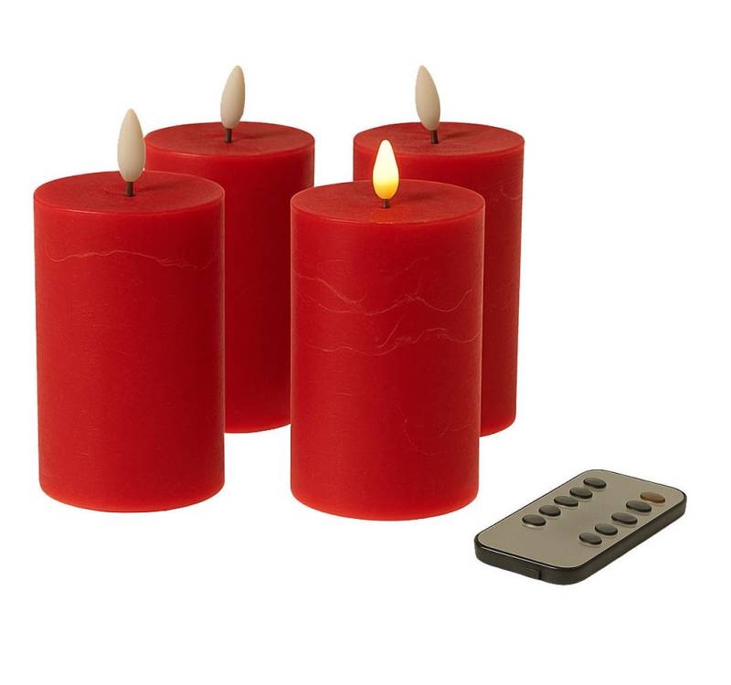 Fachhandel Plus Stumpenkerze LED mit Timer 10x6,5 cm Echtwachskerzen mit 3D Flamme u. Fernbedienung, Echtes Wachs für eine authentische Optik und Haptik von Fachhandel Plus