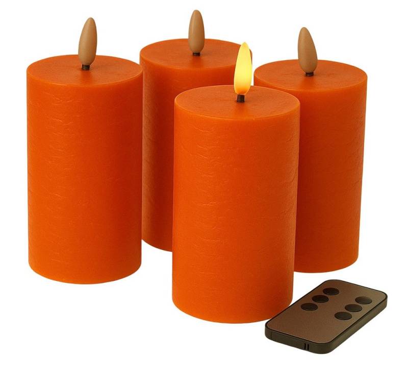 Fachhandel Plus Stumpenkerze LED mit Timer 10x6,5 cm Echtwachskerzen mit 3D Flamme u. Fernbedienung, Echtes Wachs für eine authentische Optik und Haptik von Fachhandel Plus