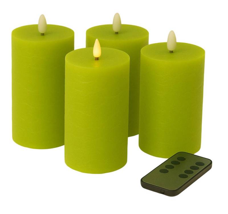 Fachhandel Plus Stumpenkerze LED mit Timer 10x6,5 cm Echtwachskerzen mit 3D Flamme u. Fernbedienung, Echtes Wachs für eine authentische Optik und Haptik von Fachhandel Plus