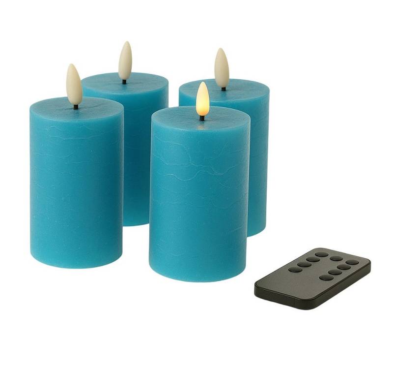Fachhandel Plus Stumpenkerze LED mit Timer 10x6,5 cm Echtwachskerzen mit 3D Flamme u. Fernbedienung, Echtes Wachs für eine authentische Optik und Haptik von Fachhandel Plus
