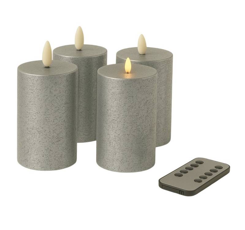 Fachhandel Plus Stumpenkerze LED mit Timer 10x6,5 cm Echtwachskerzen mit 3D Flamme u. Fernbedienung, Echtes Wachs für eine authentische Optik und Haptik von Fachhandel Plus
