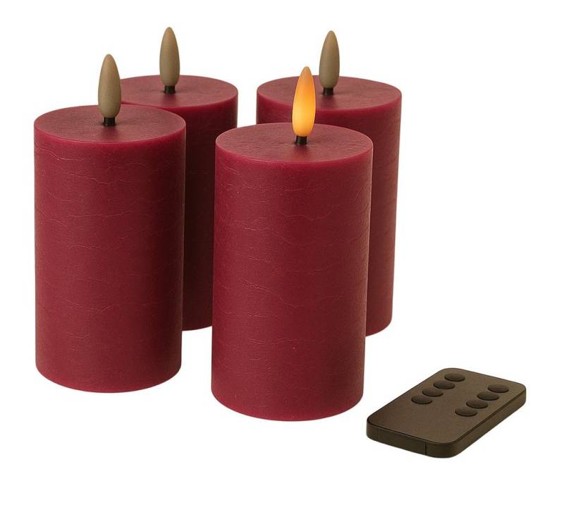 Fachhandel Plus Stumpenkerze LED mit Timer 10x6,5 cm Echtwachskerzen mit 3D Flamme u. Fernbedienung, Echtes Wachs für eine authentische Optik und Haptik von Fachhandel Plus