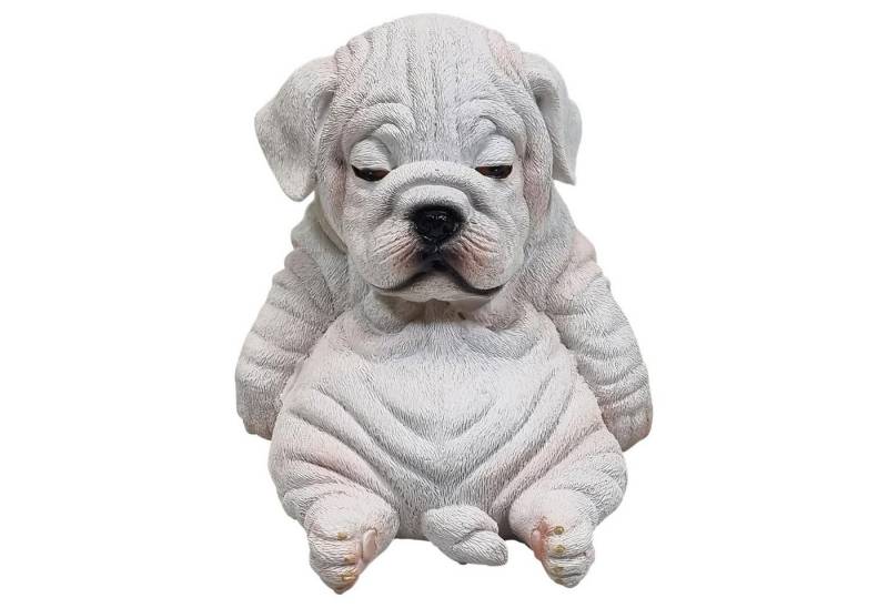 Fachhandel Plus Tierfigur Englische Bulldogge Welpe sitzend Hundefigur Dekofigur (1x sitzend), witzige Gartenfigur von Fachhandel Plus