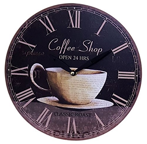 Fachhandel-Plus Wanduhr Ø 29 Wandbehang Küchenuhr Wanddeko Uhr 12 versch. Desings wählbar (Coffee Shop) von Fachhandel Plus