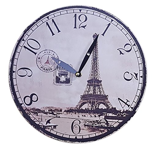 Fachhandel-Plus Wanduhr Ø 29 Wandbehang Küchenuhr Wanddeko Uhr 12 versch. Desings wählbar (Eiffelturm) von Fachhandel Plus