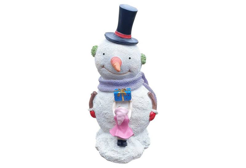 Fachhandel Plus Weihnachtsfigur "Schneemann mit Kind und Geschenk" – XL Gartendeko Winterfigur (1 St), Im Eingangsbereich oder auf der Terrasse von Fachhandel Plus