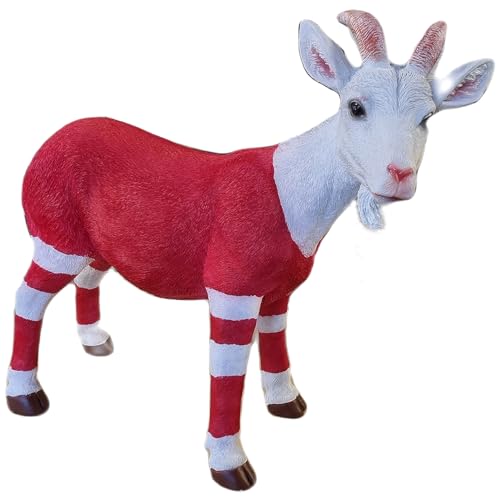 Fachhandel Plus Ziegenbock Steinbock Geißbock Deko Figur Ziege Hannes Tierfigur Gartendekoration rot/weiß Indoor Outdoor von Fachhandel Plus