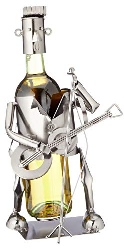 Flaschenhalter Weinflaschenhalter Gitarrist Metall Skulptur Figur Deko Geschenk von Fachhandel Plus