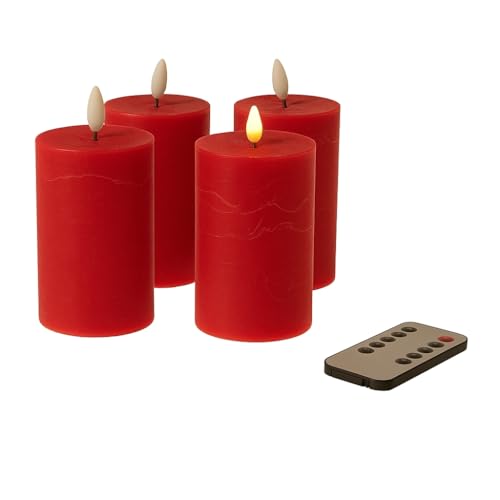 Fachhandel Plus LED Kerzen mit Timer – Stumpenkerzen aus Echtwachs mit 3D Flamme & Fernbedienung – LED Echtwachskerzen in verschiedenen Farben & Größen – Ø 6,5/7,5 cm (Rot, 10 x 6,5 cm) Fachhandel Plus LED Kerzen mit Timer – Stumpenkerzen aus Echtwachs mit 3D Flamme & Fernbedienung – LED Echtwachskerzen in verschiedenen Farben & Größen – Ø 6,5/7,5 cm (Rot, 10 x 6,5 cm) von Fachhandel Plus