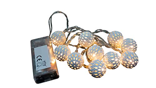 LED Lichterkette mit 10 weißen Kugeln warmweißes Licht Weihnachtsdeko batteriebetrieben LED Lichterkette mit 10 weißen Kugeln warmweißes Licht Weihnachtsdeko batteriebetrieben von Fachhandel Plus
