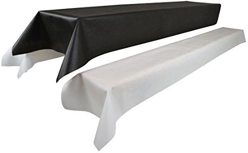 Sensalux Bierzeltgarnitur 1 Tischdecke (1,18 x 2,5m, SCHWARZ) und Zwei weiße Bankauflage (0,55 x 2,5m) aus stoffähnlichem Vlies, Standard 100 by Oeko-TEX, Party, Hochzeit von Sensalux