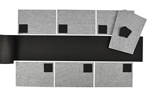 Fachhandel für Vliesstoffe Filz-Kult, Tischläufer 1,5m x 30cm schwarz, 8X Glasuntersetzer schwarz, 8X Tischset hellgrau von Fachhandel für Vliesstoffe