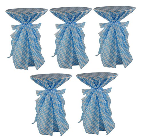 Sensalux, 5 Stehtischüberwürfe/die preisgünstige Alternative zur Husse(Nicht genäht) abwischbar - Wiesn, Oktoberfest, blau weiß für Tischdurchmesser 60-70 cm von Sensalux