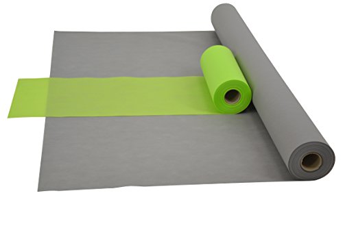 Sensalux Kombi-Set 1 Tischdeckenrolle 1,5m x 25m + Tischläufer 30cm (Farbe nach Wahl) Rolle grau Tischläufer apfelgrün von Fachhandel für Vliesstoffe