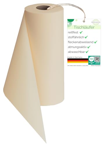 Sensalux Tischläufer, Tischband, stoffähnliches Vlies, Standard 100 by Oeko-TEX® - Klasse I Zertifiziert, 50cm x 25m, Creme von Sensalux