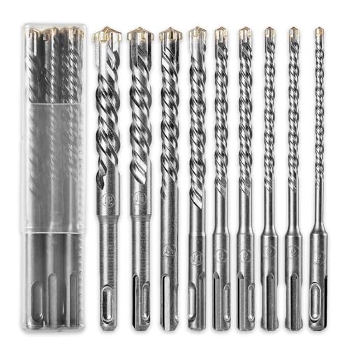 SDS Plus Bohrer Set 9-tlg. Hammerbohrer Steinbohrer für Beton, Naturstein und Mauerwerk, Kompatibel mit Bosch, Makita, Hilti (5-16 mm, Doppelwendel, Kreuzschneide) von Fachmach