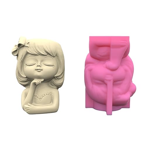 Bowknot Girl Gypsum Blumentopf Silikonform Epoxidharzgussform Schimmel Sukkulente Vase Zement Tonform Stifthalter Form Form von FackLOxc