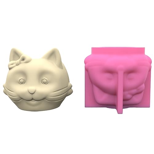 Katzen Gips Blumentopf Silikonform Epoxidharzgussform Schimmel Sukkulente Vase Zement Tonform Stifthalter Form Form von FackLOxc