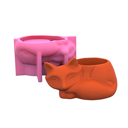 Little Fuchs Gips Blumentopf Silikonharzform Epoxidharzgussform Schimmel Sukkulente Vase Zementform Kerzenhalterform Form von FackLOxc