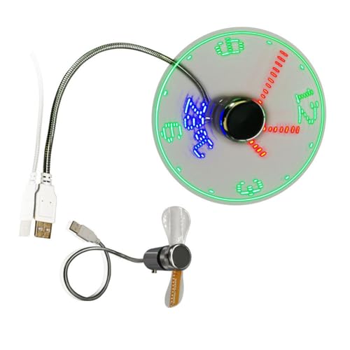 Uhr Ventilator Zeit Temperatur Anzeige Metall Kleiner Ventilator USB Power LED Uhr Ventilator Flexibler Hals LED Uhr für Laptop PC von FackLOxc
