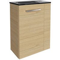 Fackelmann - b. style sbc Gäste-WC Set 2 Teile – Waschtischunterschrank in Holz Braun mit Waschbecken aus Glas in Anthrazit – Waschbeckenunterschrank von Fackelmann