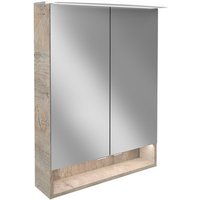 FACKELMANN Spiegelschrank »B.style«, Nature-Oak, LED, 2 Türen, BxHxT: 60 x 81,2 x 26,3 cm - grau von Fackelmann