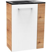 FACKELMANN Waschbeckenunterschrank »SBC«, links, Asteiche/Weiss, Hochglanz, BxHxT: 44 x 60 x 24,3 cm von Fackelmann