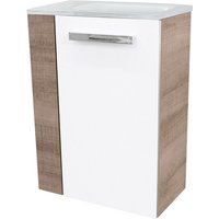 FACKELMANN Waschbeckenunterschrank »SBC«, rechts, Graueiche/Weiß, Hochglanz, BxHxT: 44 x 60 x 24,3 cm - weiss FACKELMANN Waschbeckenunterschrank »SBC«, rechts, Graueiche/Weiß, Hochglanz, BxHxT: 44 x 60 x 24,3 cm - weiss von Fackelmann