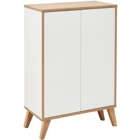 Finn Badmöbel Set 2 Teile / Doppel-Midischrank mit Push-to-Open fürs Bad / 4 Holzfüße / Badschrank mit 2 Türen / Korpus & Front: Weiß / Rahmendekor & von Fackelmann