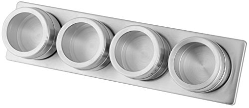 Fackelmann 42122 Magnetleiste mit 4 Dosen, Aufbewahrung für Gewürzdosen, Gewürzregal zur Anbringung an der Wand (Farbe: Silber/Transparent), Menge: 1 Leiste, 4 Dosen Fackelmann 42122 Magnetleiste mit 4 Dosen, Aufbewahrung für Gewürzdosen, Gewürzregal zur Anbringung an der Wand (Farbe: Silber/Transparent), Menge: 1 Leiste, 4 Dosen von FACKELMANN