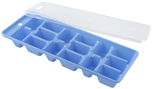Fackelmann Eiswürfelformer, Eiswürfelbox mit Deckel aus Kunststoff, robuster Eiswürfelbehälter (Farbe: Blau, Grün, Lila - nicht frei wählbar), Menge: 1 Stück von FACKELMANN