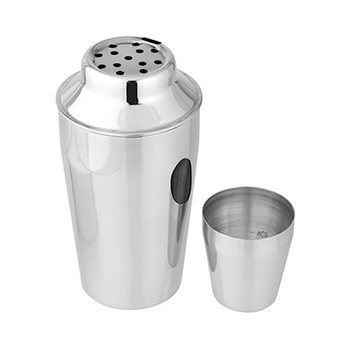 Fackelmann Cocktailshaker 400 ml, Cocktail-Mixer aus Edelstahl, Schüttelbecher für Mixgetränke mit integriertem Sieb, Kappe mit Dosierangabe (Farbe: Silber), Menge: 1 Stück von FACKELMANN