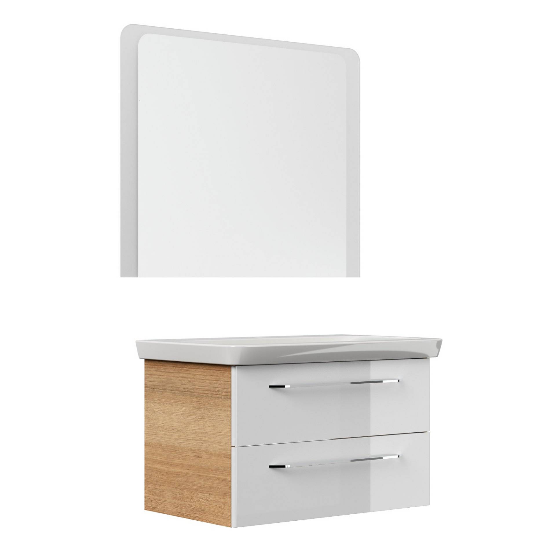 Fackelmann Badmöbelset 'MILANO' Spiegelelement und Waschbecken mit Unterschrank weiß/eiche Fackelmann Badmöbelset 'MILANO' Spiegelelement und Waschbecken mit Unterschrank weiß/eiche von Fackelmann