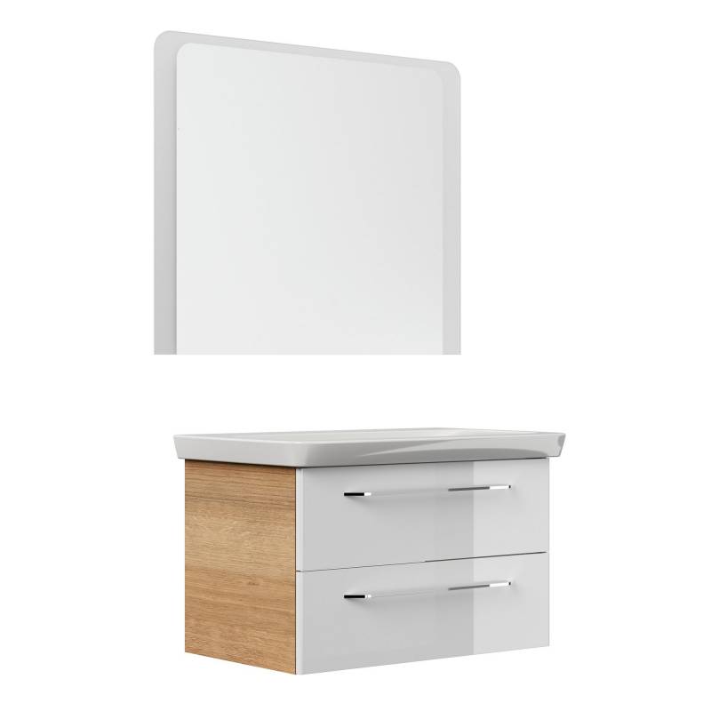 Fackelmann Badmöbelset 'MILANO' Spiegelelement und Waschbecken mit Unterschrank weiß/eiche Fackelmann Badmöbelset 'MILANO' Spiegelelement und Waschbecken mit Unterschrank weiß/eiche von Fackelmann